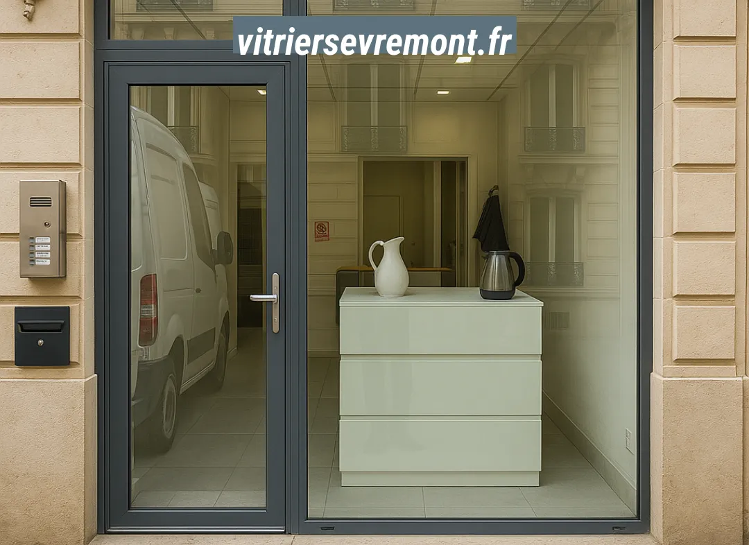 Façade vitrine de magasin en aluminium sur mesure à Sèvremont